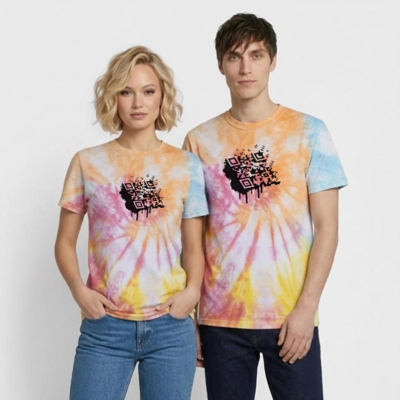 A 3D bar code as a graffiti Unisex Premium Tie-Dye T-Shirt