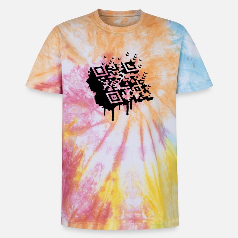 3D Barcode als Graffiti - Unisex Premium Tie Dye T-Shirt - Regenbogen-Spirale