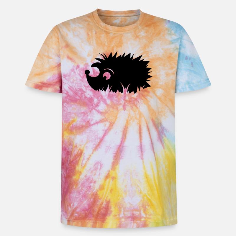 Igel in der Wiese - Unisex Premium Tie Dye T-Shirt - Regenbogen-Spirale