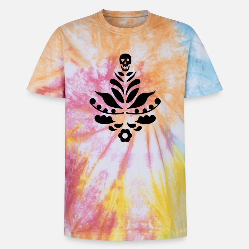 Kurbits & Schädel schwarz - Unisex Premium Tie Dye T-Shirt - Regenbogen-Spirale