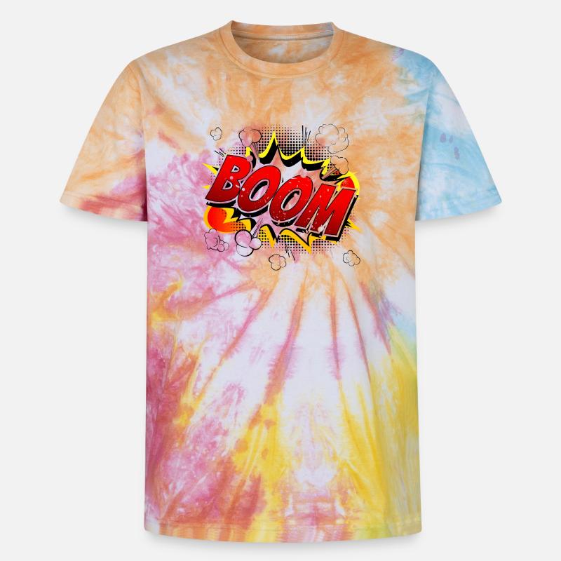 Boom Comic Graphic - Unisex Premium Tie-Dye T-Shirt - Rainbow Spiral