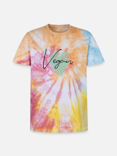 Végétalien - T-shirt tie-dye premium unisexe - arc-en-ciel spirale
