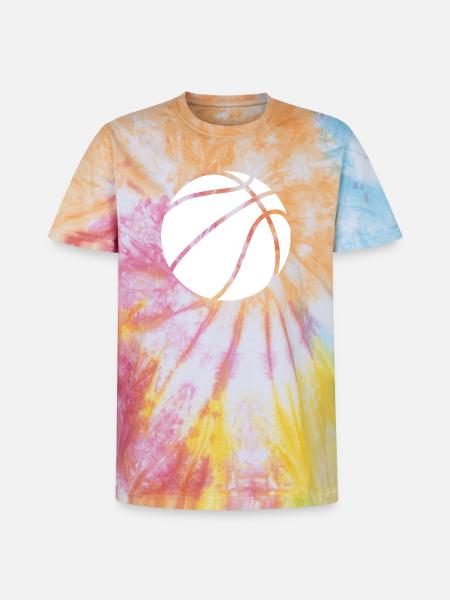Basketball logo white - Unisex Premium Tie-Dye T-Shirt - Rainbow Spiral