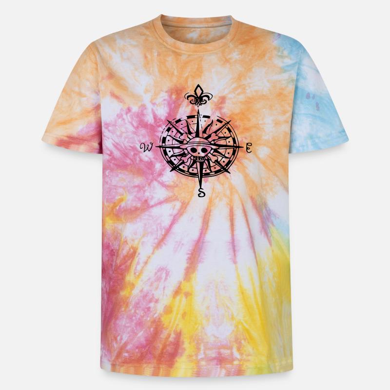 op kompas kompass - Unisex Premium tie-dye T-skjorte - regnbuespiral