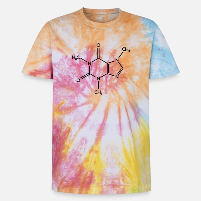 Caffeine Molecule - Structural Formula - Unisex Premium Tie-Dye T-Shirt - Rainbow Spiral