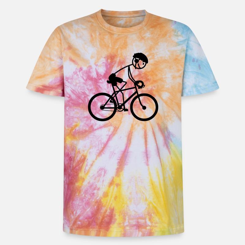Jung oder Mann auf dem Fahrrad - Unisex Premium Tie Dye T-Shirt - Regenbogen-Spirale