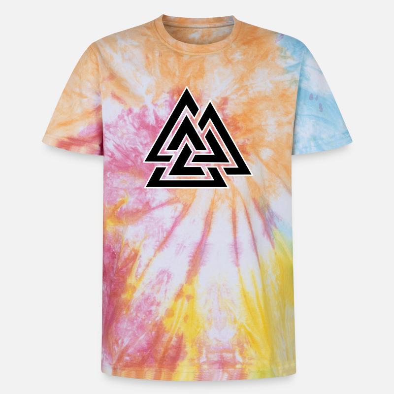 Triangular intertwined pattern - Unisex Premium Tie-Dye T-Shirt - Rainbow Spiral