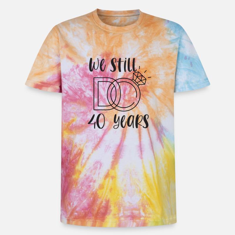 40th Wedding Anniversary Ruby Wedding Wedding Gift - Unisex Premium Tie-Dye T-Shirt - Rainbow Spiral