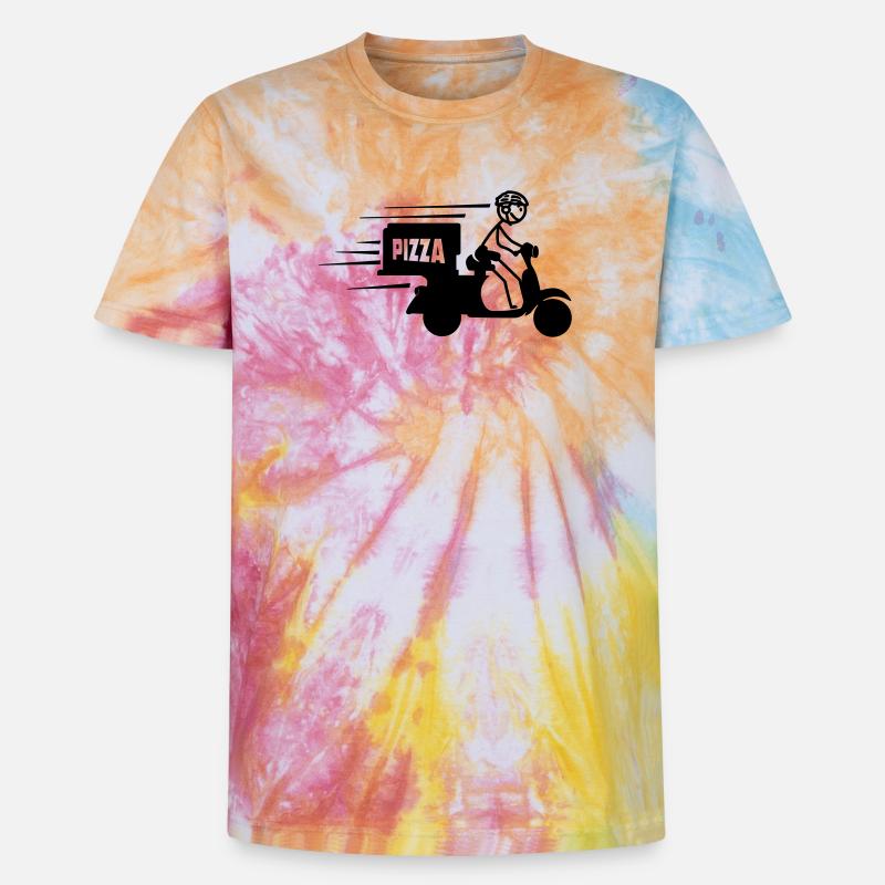 Rollerpaket oder Pizzatext PIZZA - Unisex Premium Tie Dye T-Shirt - Regenbogen-Spirale