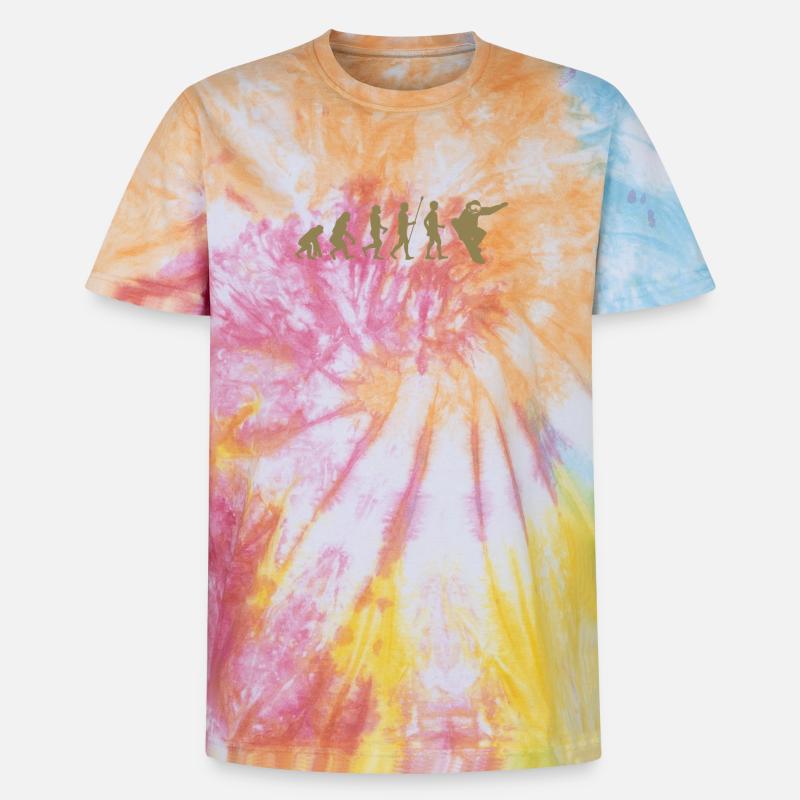 Snowboarder Evolution Geschenkidee - Unisex Premium Tie Dye T-Shirt - Regenbogen-Spirale