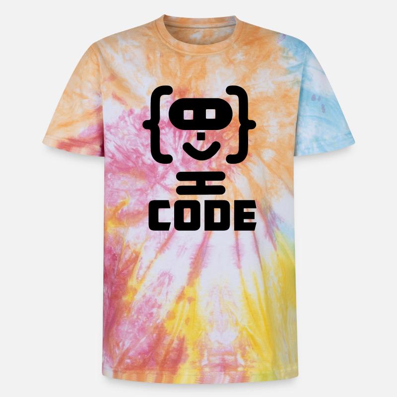 Hacker-Programmierer-Code-Logo mit Text CODE - Unisex Premium Tie Dye T-Shirt - Regenbogen-Spirale