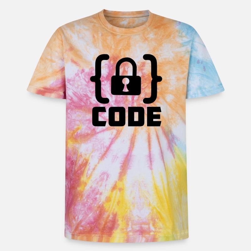 Code avec programmateur de verrouillage - T-shirt tie-dye premium unisexe - arc-en-ciel spirale