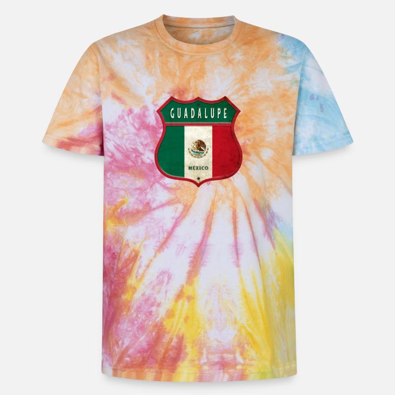 Guadalupe Mexico crest design - Unisex Premium Tie-Dye T-Shirt - Rainbow Spiral