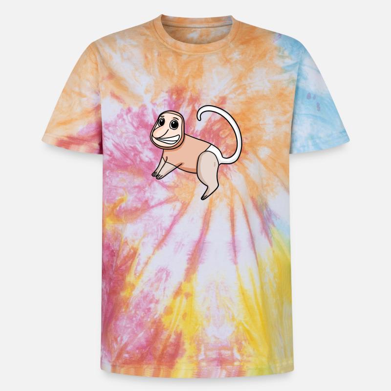 Proboscis Monkey Monkey Monkey - Unisex Premium Tie-Dye T-Shirt - Rainbow Spiral