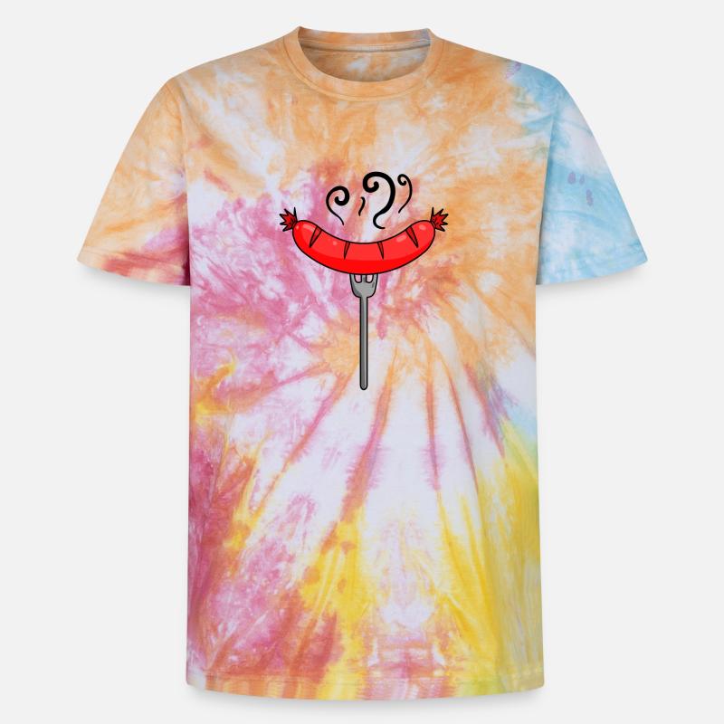 Wurst Currywurst Fleisch Bratwurst Grillwurst - Unisex Premium Tie Dye T-Shirt - Regenbogen-Spirale
