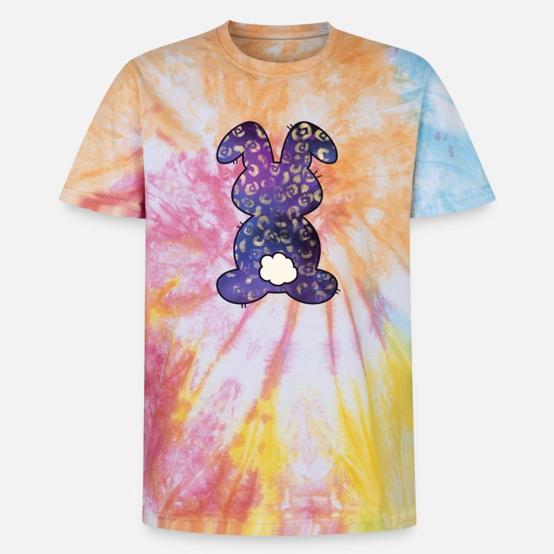 Leopard Pattern Rabbit Easter - Unisex Premium Tie-Dye T-Shirt - Rainbow Spiral