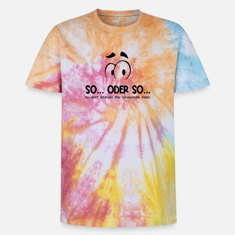 So...Oder So: Hässlicher Vogel - Schwarz - Unisex Premium Tie Dye T-Shirt - Regenbogen-Spirale