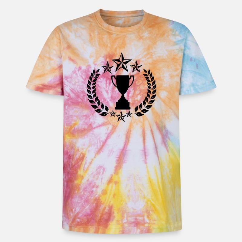 Lorbeerkranzstern oder Pokalsieger - Unisex Premium Tie Dye T-Shirt - Regenbogen-Spirale