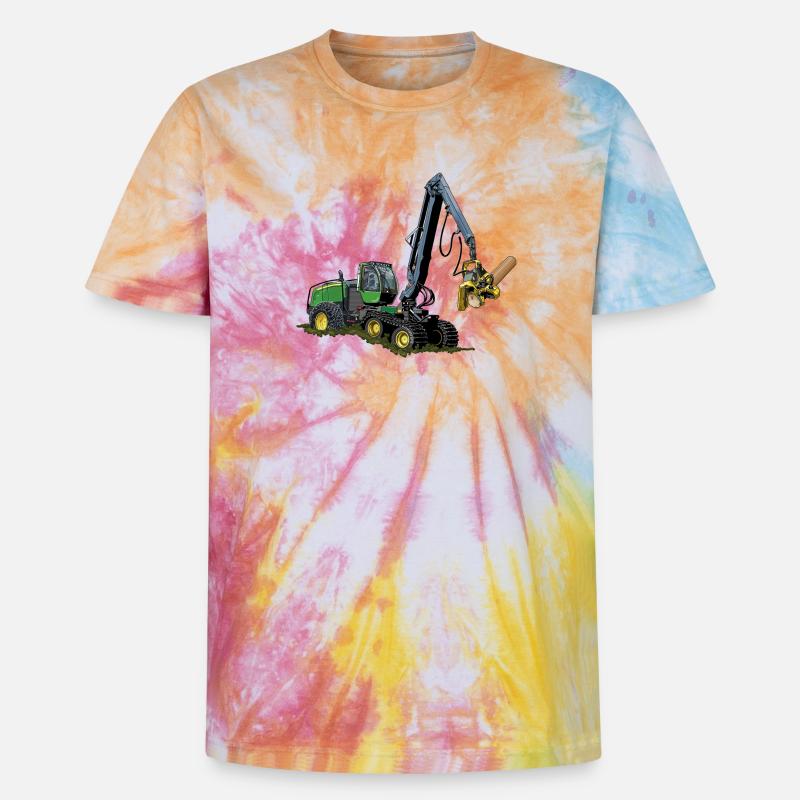 Moissonneuse-batteuse, Moissonneuse-batteuse - T-shirt tie-dye premium unisexe - arc-en-ciel spirale