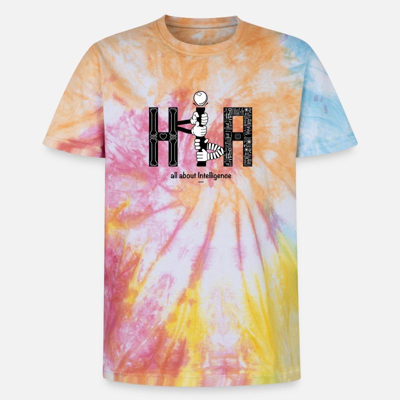 Human vs Artificial Intelligence KI - Unisex Premium Tie Dye T-Shirt - Regenbogen-Spirale