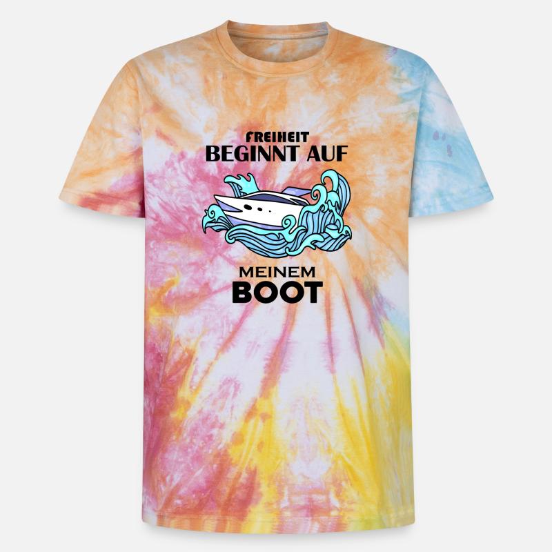 Boote Motorboot - Unisex Premium Tie Dye T-Shirt - Regenbogen-Spirale