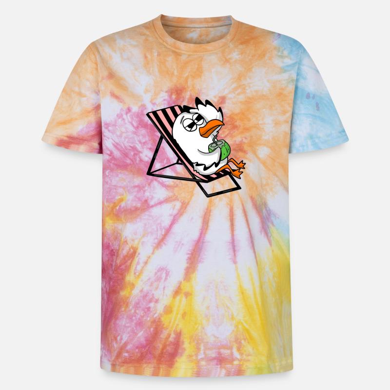 Mouette - T-shirt tie-dye premium unisexe - arc-en-ciel spirale
