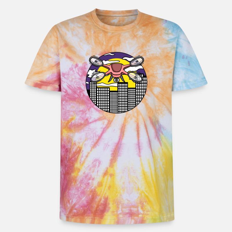 Drone Drone Drones - T-shirt tie-dye premium unisexe - arc-en-ciel spirale