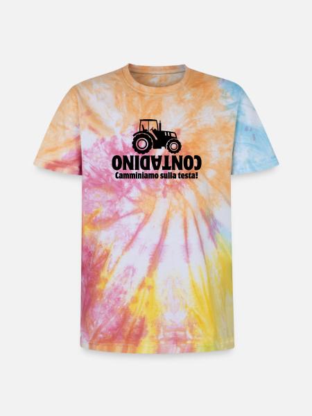farmer, Italy, farmer - Unisex Premium Tie-Dye T-Shirt - Rainbow Spiral