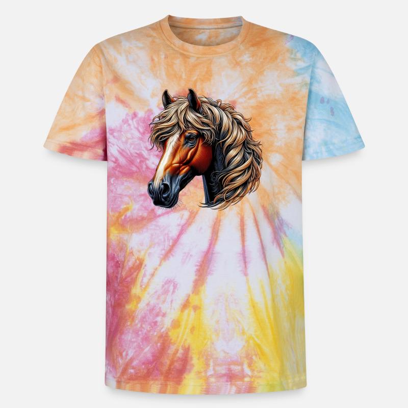 Pferd - Unisex Premium Tie Dye T-Shirt - Regenbogen-Spirale