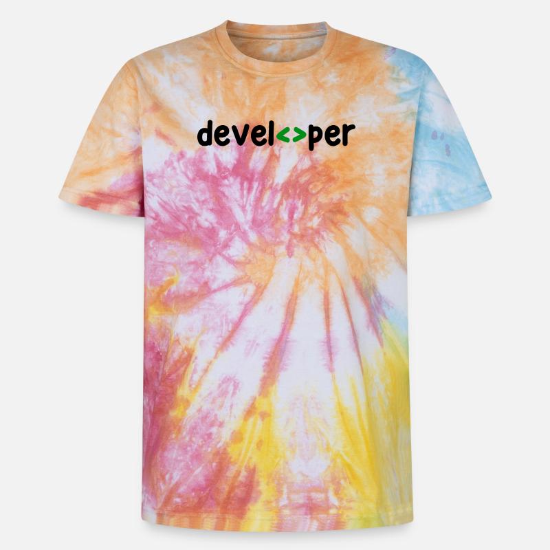 Developer Spruch Coden Softwareentwickler Nerd - Unisex Premium Tie Dye T-Shirt - Regenbogen-Spirale