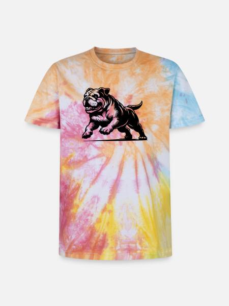 Bouledogue anglais - T-shirt tie-dye premium unisexe - arc-en-ciel spirale