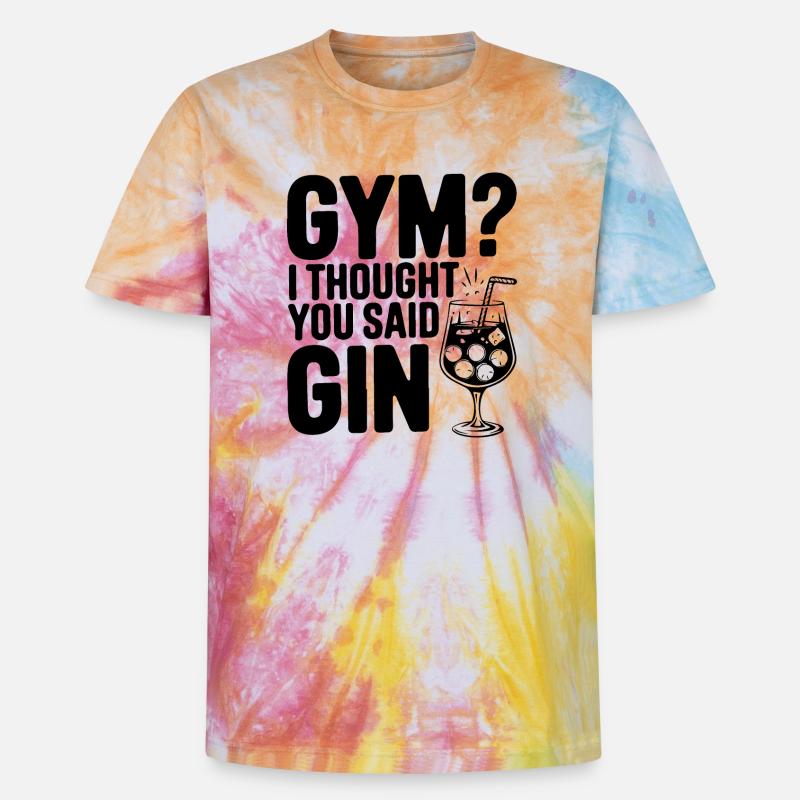Fitnessstudio oder Gin? Lustiges Zitat - Unisex Premium Tie Dye T-Shirt - Regenbogen-Spirale