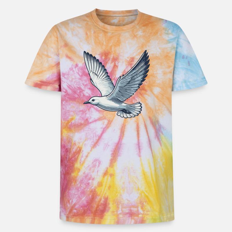 Möwe - Unisex Premium Tie Dye T-Shirt - Regenbogen-Spirale