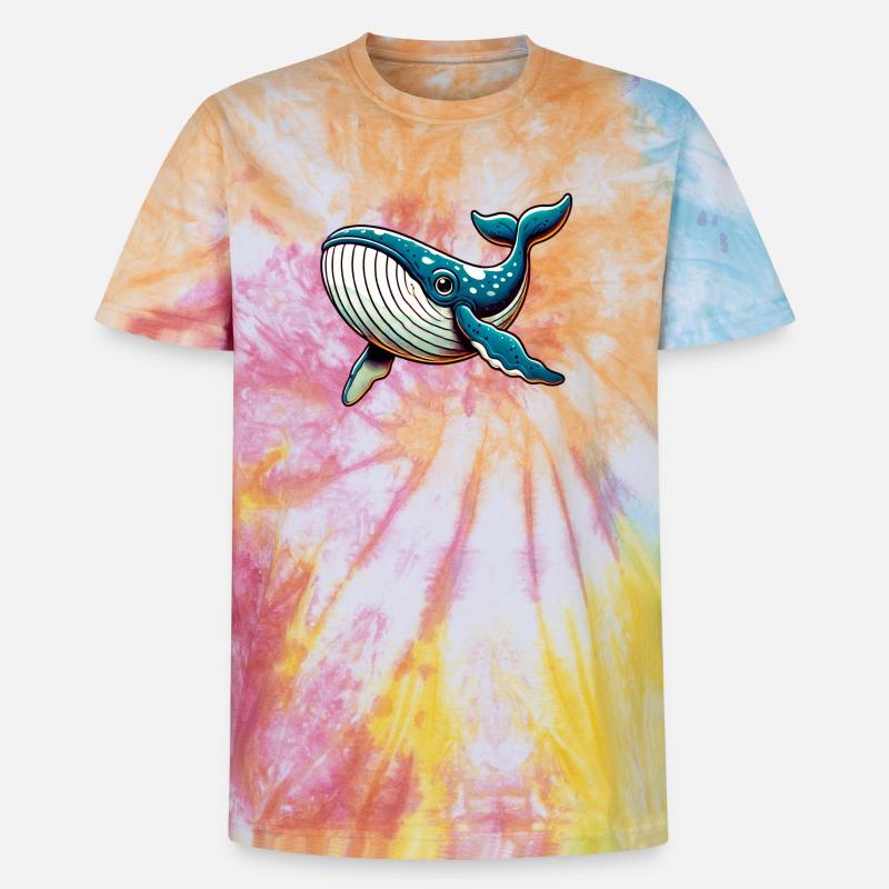 Whale - Unisex Premium Tie-Dye T-Shirt - Rainbow Spiral