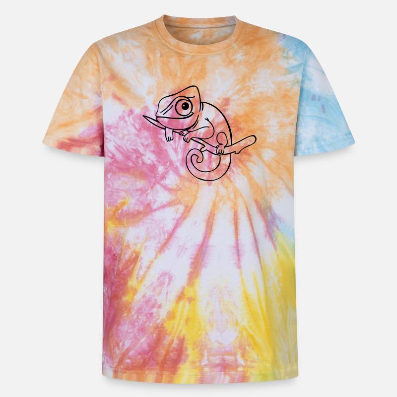 LUI das Chamäleon, einfarbig - Unisex Premium Tie Dye T-Shirt - Regenbogen-Spirale