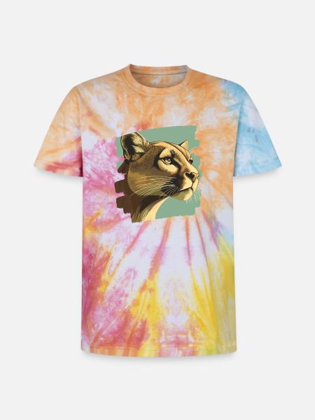 Lion from mountain Retro - Unisex Premium Tie-Dye T-Shirt - Rainbow Spiral