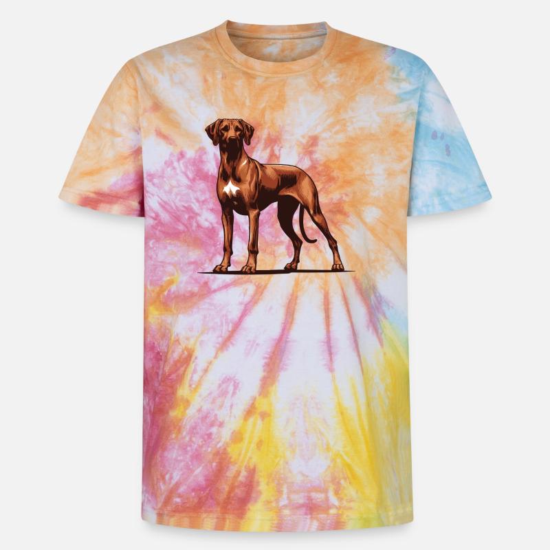 Rhodésian Ridgeback - T-shirt tie-dye premium unisexe - arc-en-ciel spirale