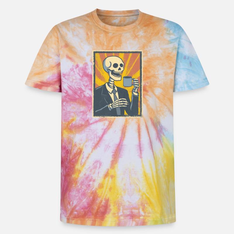 Kaffee oder Grab – was soll’s! - Unisex Premium Tie Dye T-Shirt - Regenbogen-Spirale