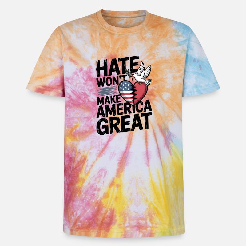 Hass wird Amerika nicht groß machen - Unisex Premium Tie Dye T-Shirt - Regenbogen-Spirale