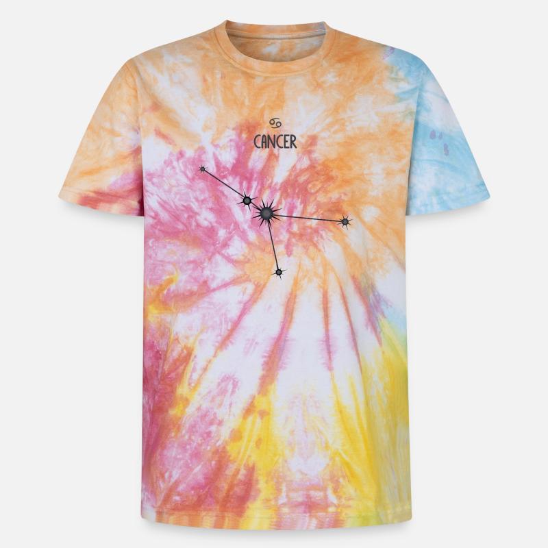 Krebs Sternzeichen Sternbild Sternbild Schwarz & Grau - Unisex Premium Tie Dye T-Shirt - Regenbogen-Spirale