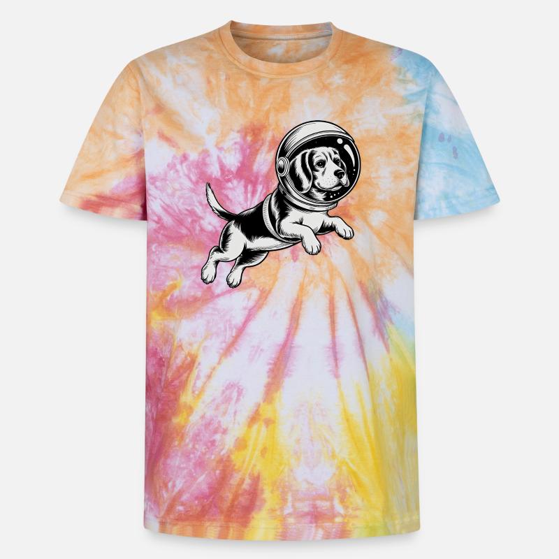 Beagle in Space - Cool Astonomy Logo - Unisex Premium Tie Dye T-Shirt - Regenbogen-Spirale