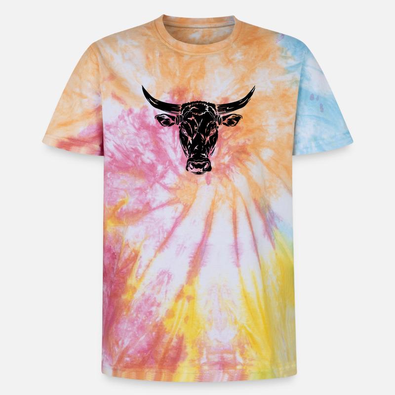 Bull - Unisex Premium Tie-Dye T-Shirt - Rainbow Spiral