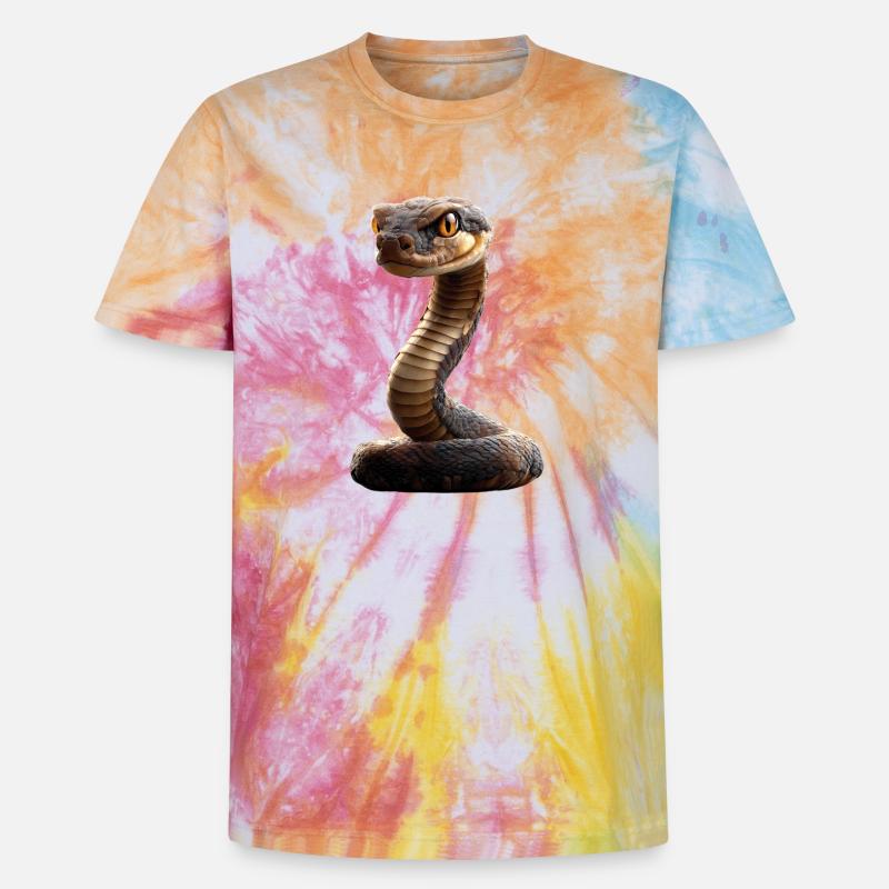Schlange Python Kobra Klapperschlange Schlangen - Unisex Premium Tie Dye T-Shirt - Regenbogen-Spirale