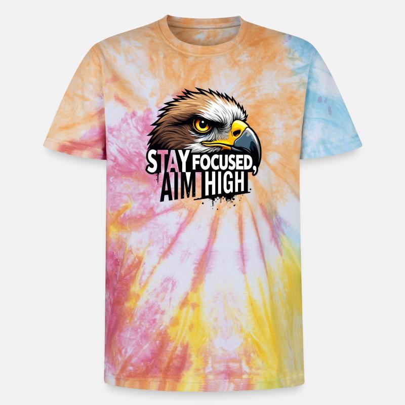 Conception de motivation Eagle Focus - T-shirt tie-dye premium unisexe - arc-en-ciel spirale