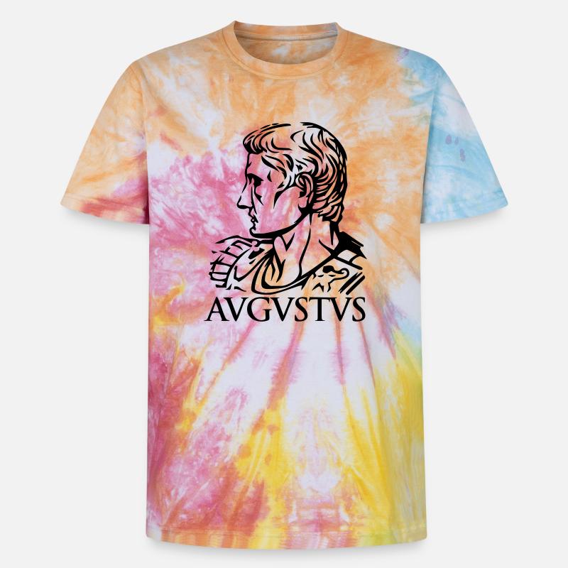 Augustus Römischer Kaiser "AVGVSTVS" Geschichte Tribut - Unisex Premium Tie Dye T-Shirt - Regenbogen-Spirale