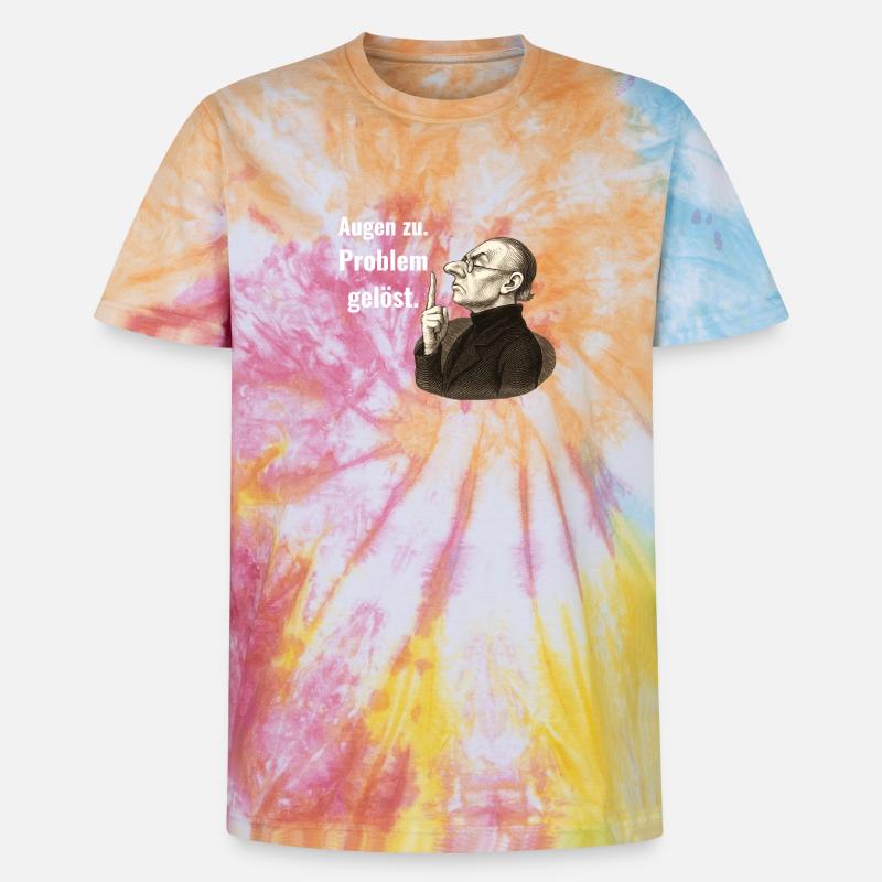 Close your eyes – problem solved. - Unisex Premium Tie-Dye T-Shirt - Rainbow Spiral