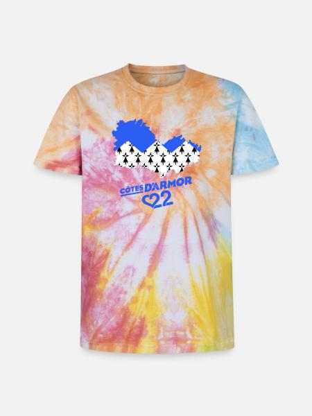 Cotes d'Armor 22 - Unisex Premium Tie-Dye T-Shirt - Rainbow Spiral