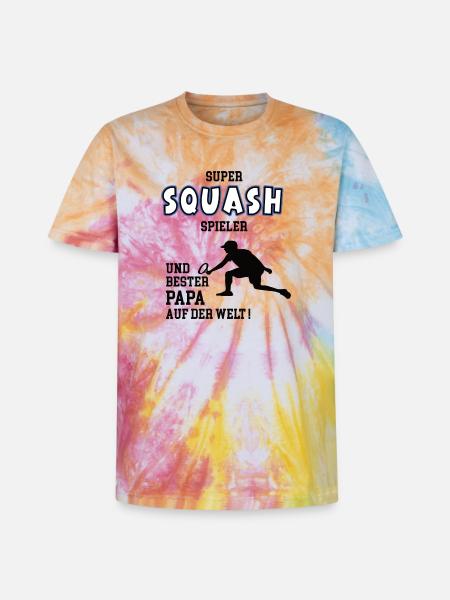 Squash Player Squasher Dad Father Man - Unisex Premium Tie-Dye T-Shirt - Rainbow Spiral