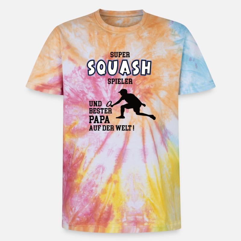 Squash Spieler Squasher Papa Vater Mann - Unisex Premium Tie Dye T-Shirt - Regenbogen-Spirale