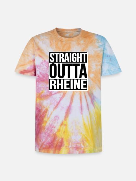 STRAIGHT OUTTA RHEINE - Unisex Premium Tie-Dye T-Shirt - Rainbow Spiral